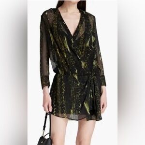 IRO Akley Wrap-Effect Snakeskin Print Mini Dress